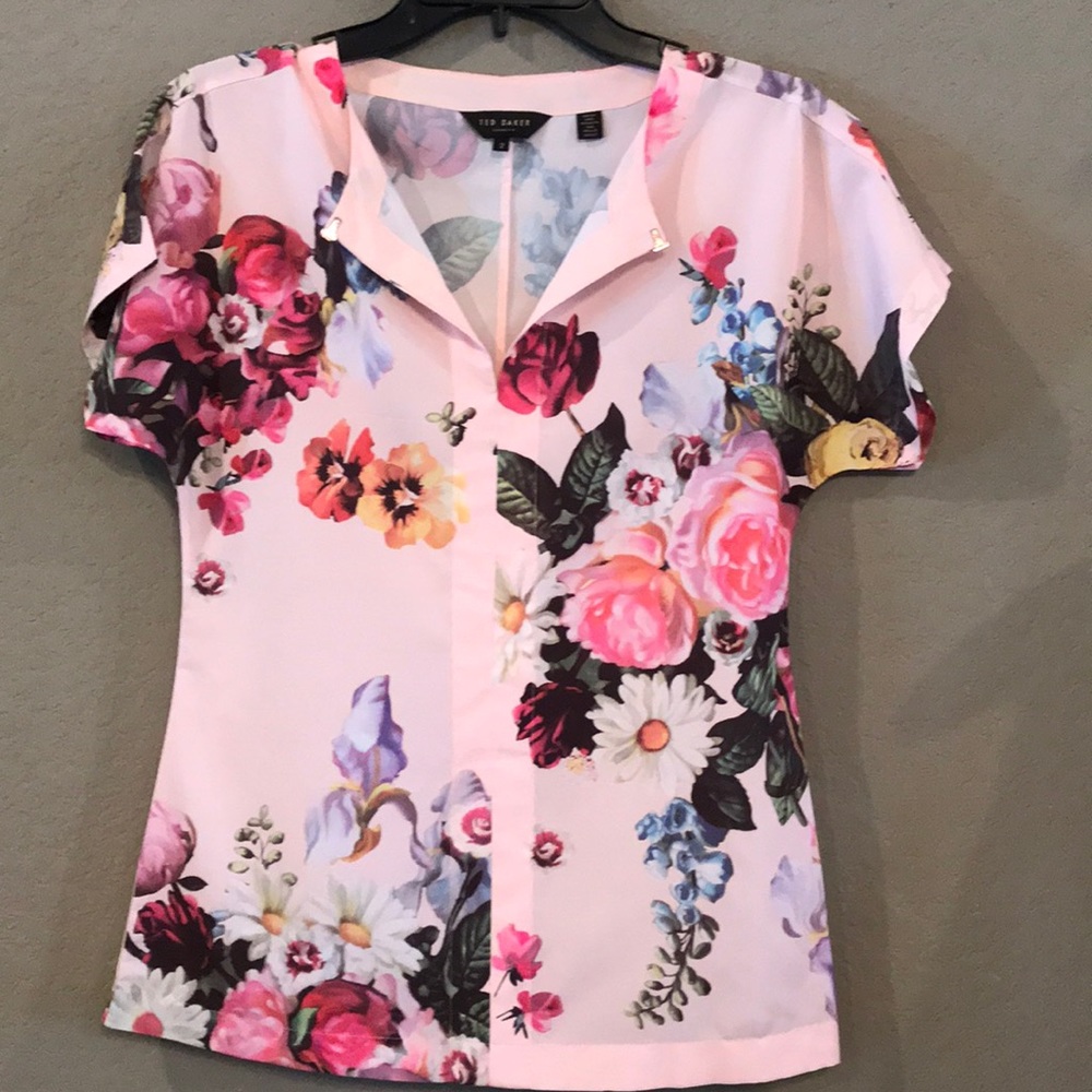 Ted Baker Floral Silk Shirt Size 2